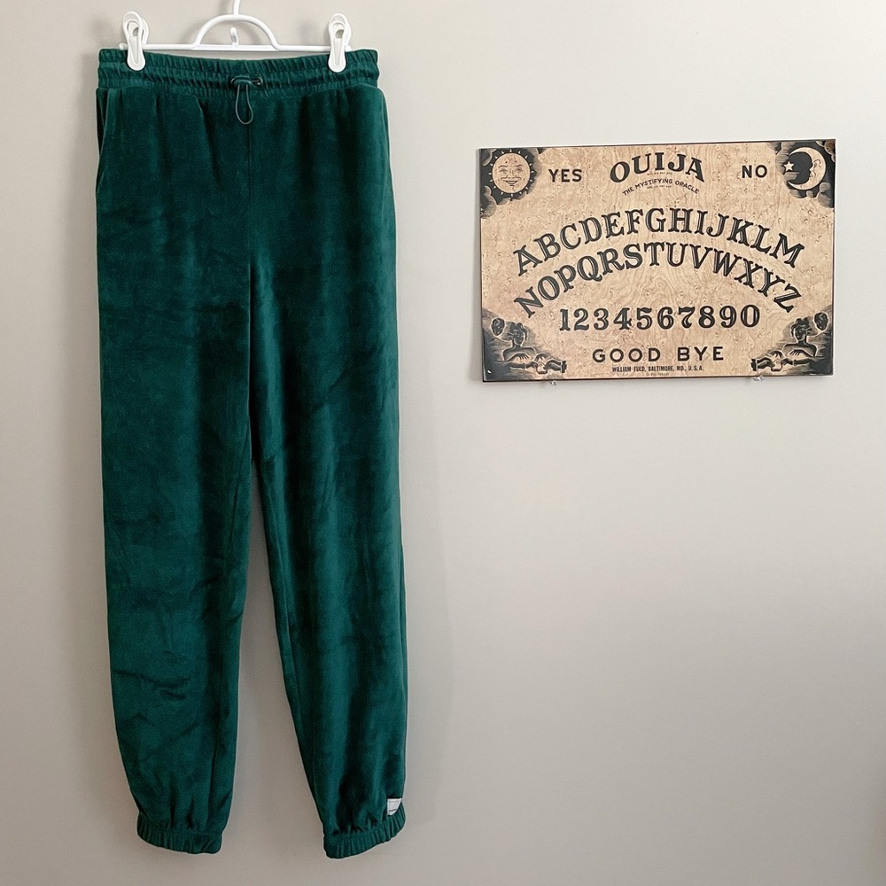 RSQ Velour Dark Green Jogger Sweatpants - Picture 4 of 4
